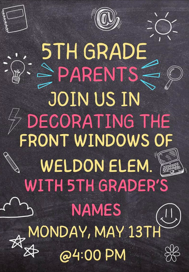  5th Grader's Names on Weldon Windows